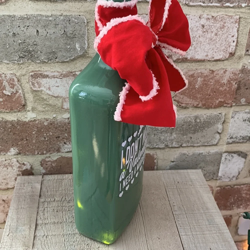 Hand Crafted Green Painted Margarita Valentine Bottle Lantern